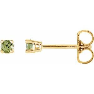 14K Yellow Gold 2.5 mm Natural Peridot Earrings