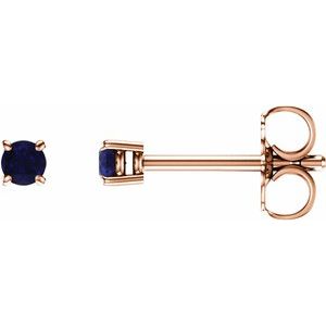 14K Rose Gold 2.5 mm Natural Blue Sapphire Earrings