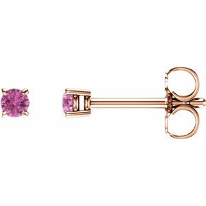 14K Rose Gold 2.5 mm Natural Pink Sapphire Earrings