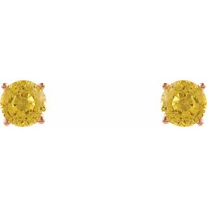 14K Rose Gold 5 mm Natural Yellow Sapphire Earrings – image 2