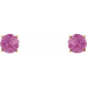 14K Rose Gold 5 mm Natural Pink Sapphire Earrings – image 2