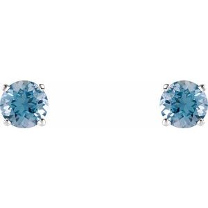 14K White Gold 5 mm Natural Aquamarine Earrings – image 2