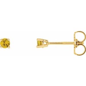14K Yellow Gold 2.5 mm Natural Yellow Sapphire Earrings