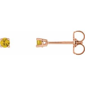 14K Rose Gold 2.5 mm Natural Yellow Sapphire Earrings