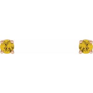 14K Rose Gold 2.5 mm Natural Yellow Sapphire Earrings – image 2