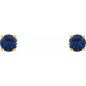 14K Yellow Gold 4 mm Natural Blue Sapphire Earrings – image 2