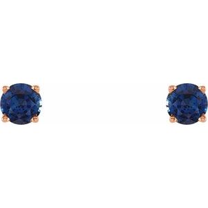 14K Rose Gold 4 mm Natural Blue Sapphire Earrings – image 2