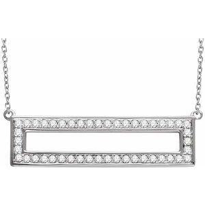 14K White Gold 3/8 CTW Natural Diamond Rectangle 16-18" Necklace