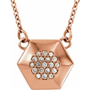 14K Rose Gold .08 CTW Natural Diamond Geometric 16.5" Necklace