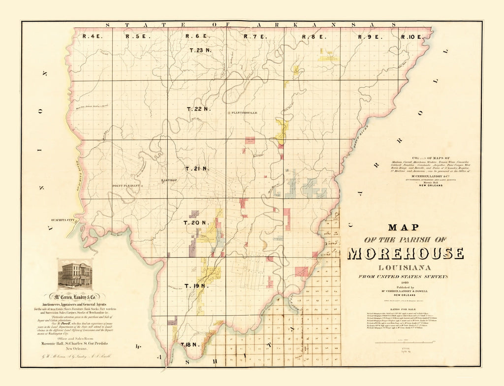 Vintage Map of Morehouse Parish, Louisiana 1860