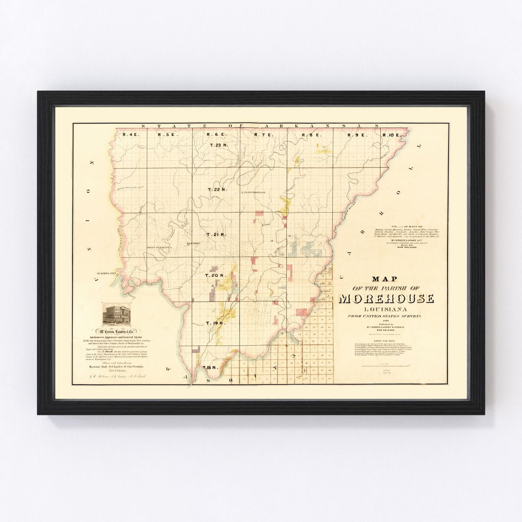 Vintage Map of Morehouse Parish, Louisiana 1860