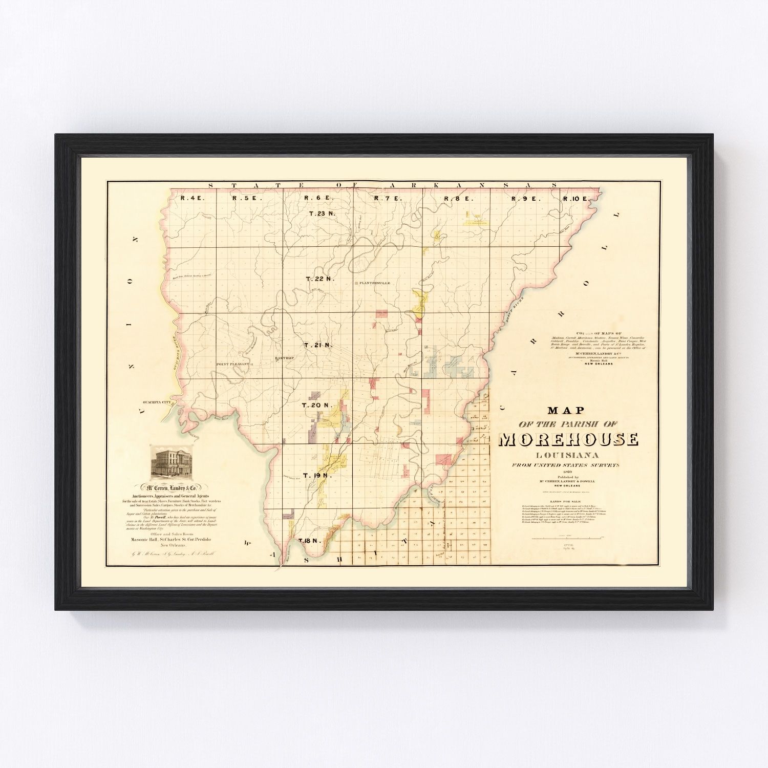 Vintage Map of Morehouse Parish, Louisiana 1860