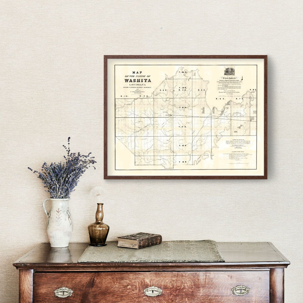 Vintage Map of Washita Parish, Louisiana 1860