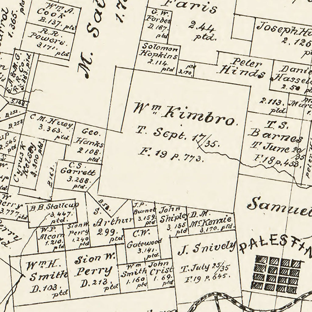 Vintage Map of Anderson County, Texas 1879