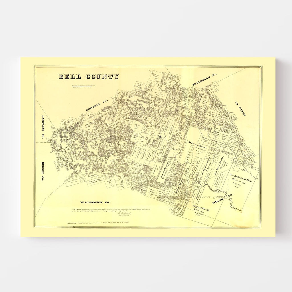 Vintage Map of Bell County, Texas 1879