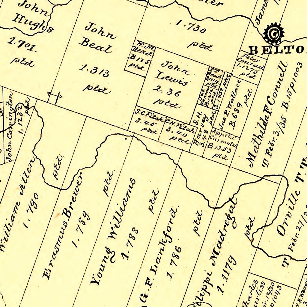Vintage Map of Bell County, Texas 1879