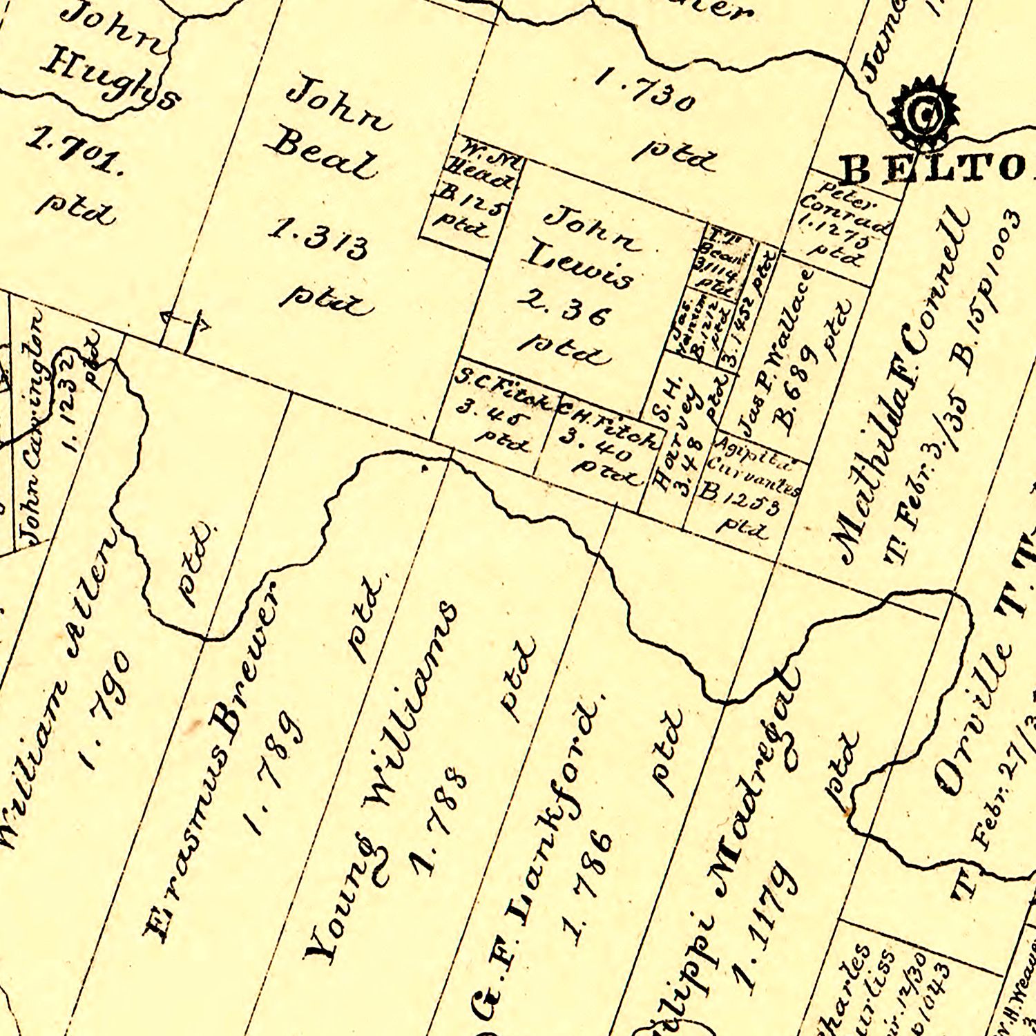 Vintage Map of Bell County, Texas 1879