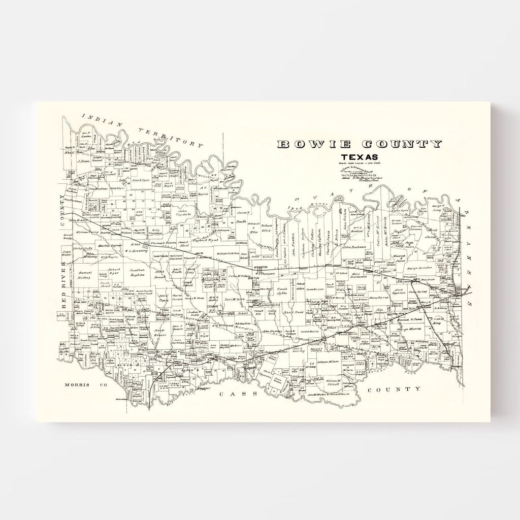 Vintage Map of Bowie County, Texas 1894