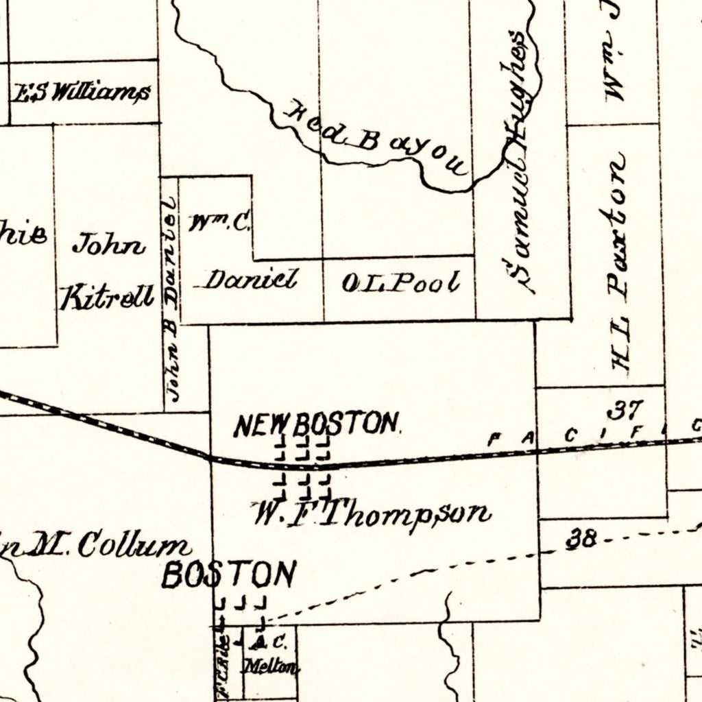 Vintage Map of Bowie County, Texas 1894