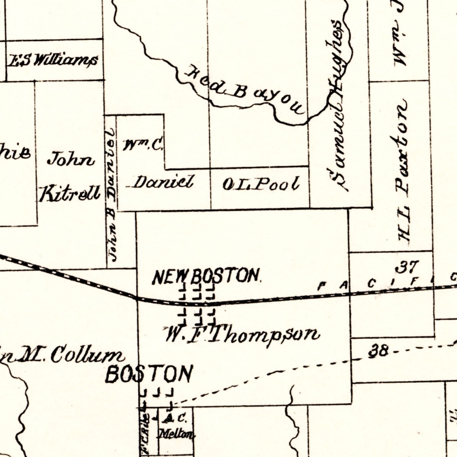 Vintage Map of Bowie County, Texas 1894