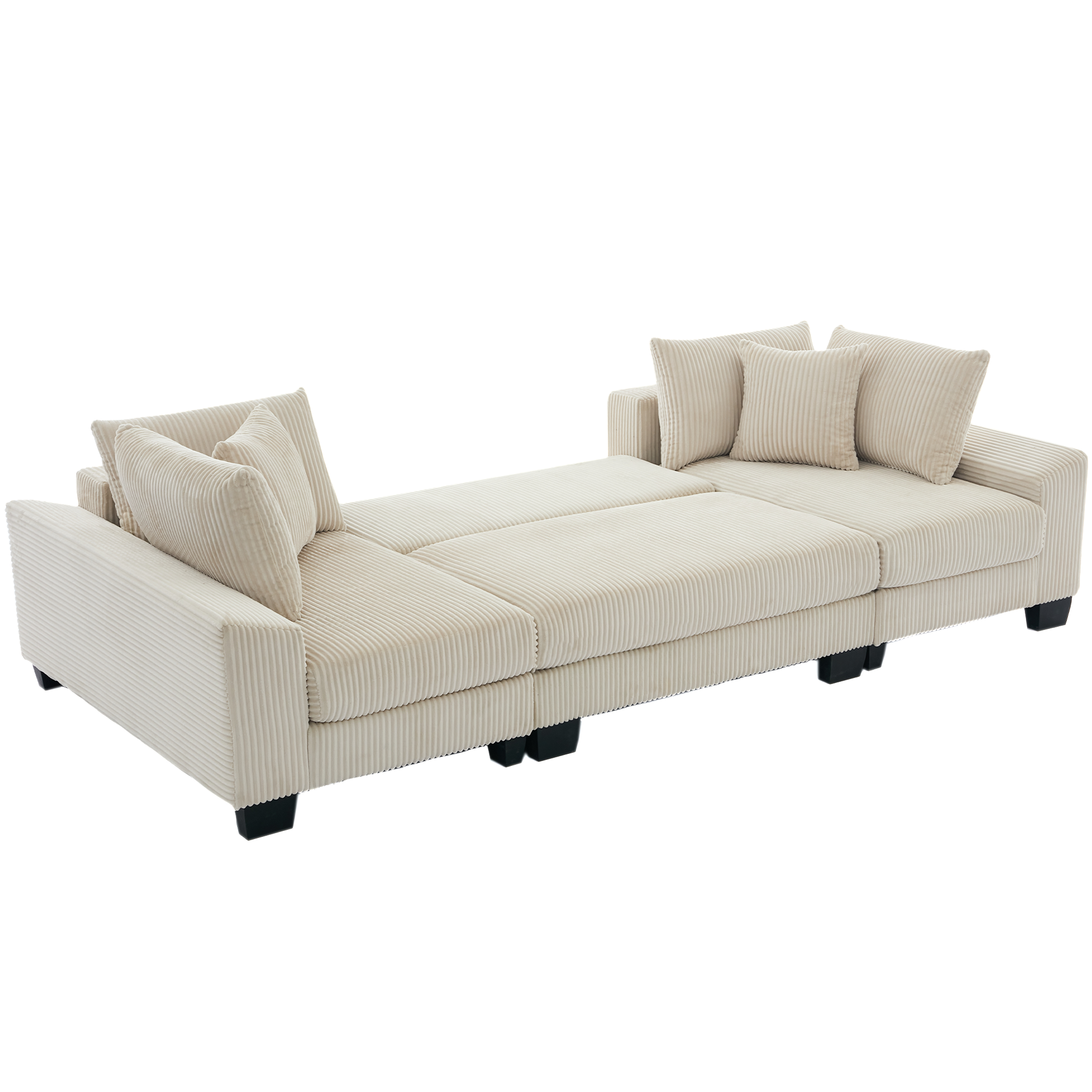 [NEW ARRIVED] [VIDEO PROVIDED] 114' Sleeper Sofa,U Shaped Sofa , Pull Out Bed,Convertible Oversize 2 in 1 Sleeper Sofa, Living Room,Upholstery Sofa Bed,Adjustable Sleeper Sofa,Corduroy,Beige