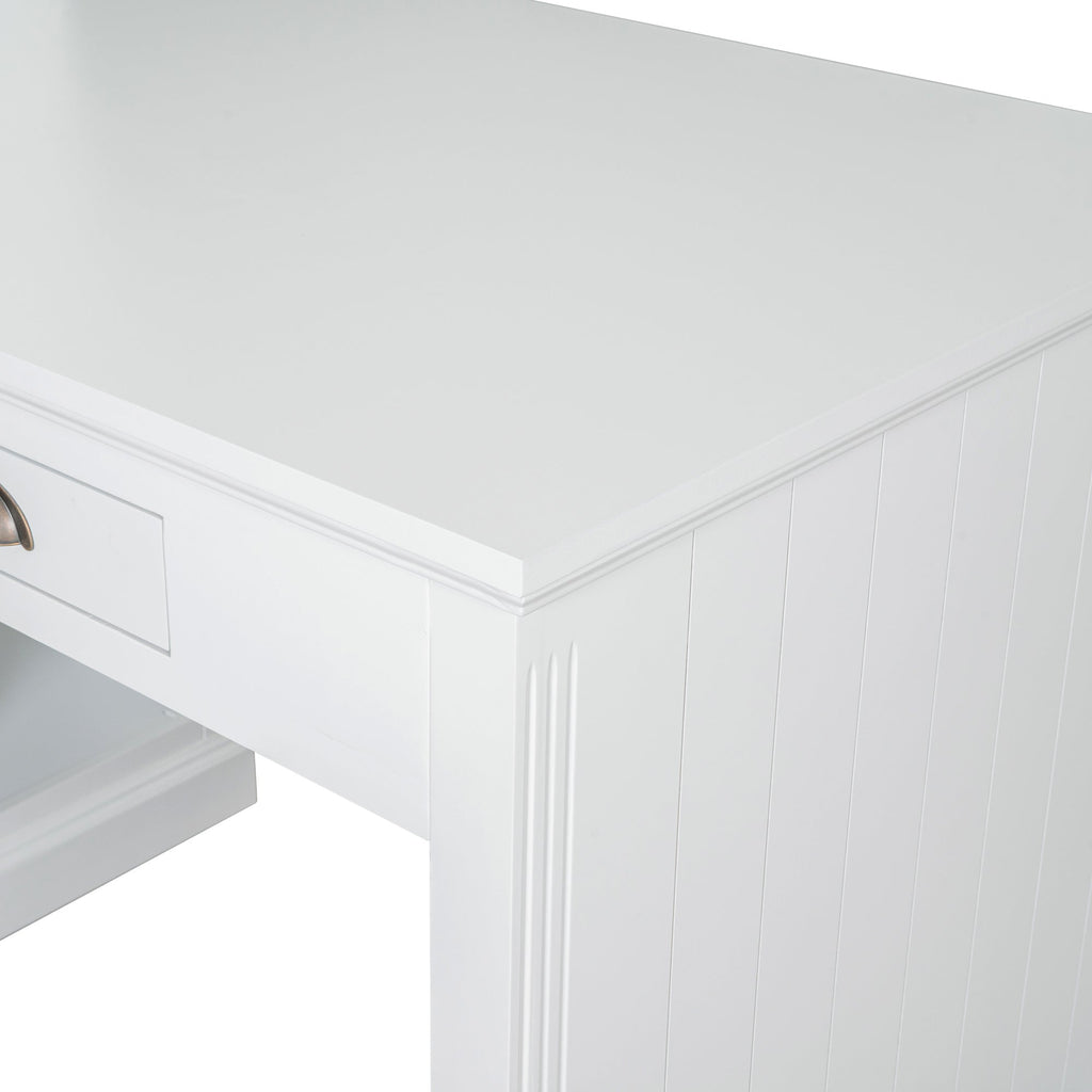 83.4'Tall Bookshelf with Writing Desk, Modern Bookcase with Study Desk, Workstation with Storage Shelf,Storage Bookcase with Open Shelves and LED Lighting for Living Room,Home Office,White