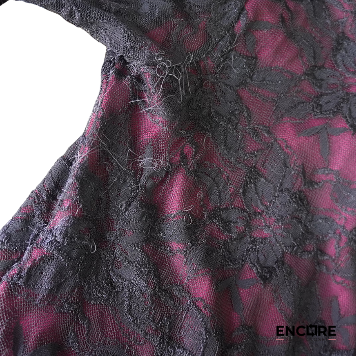 Black Lace Dress with Burgundy Underskirt