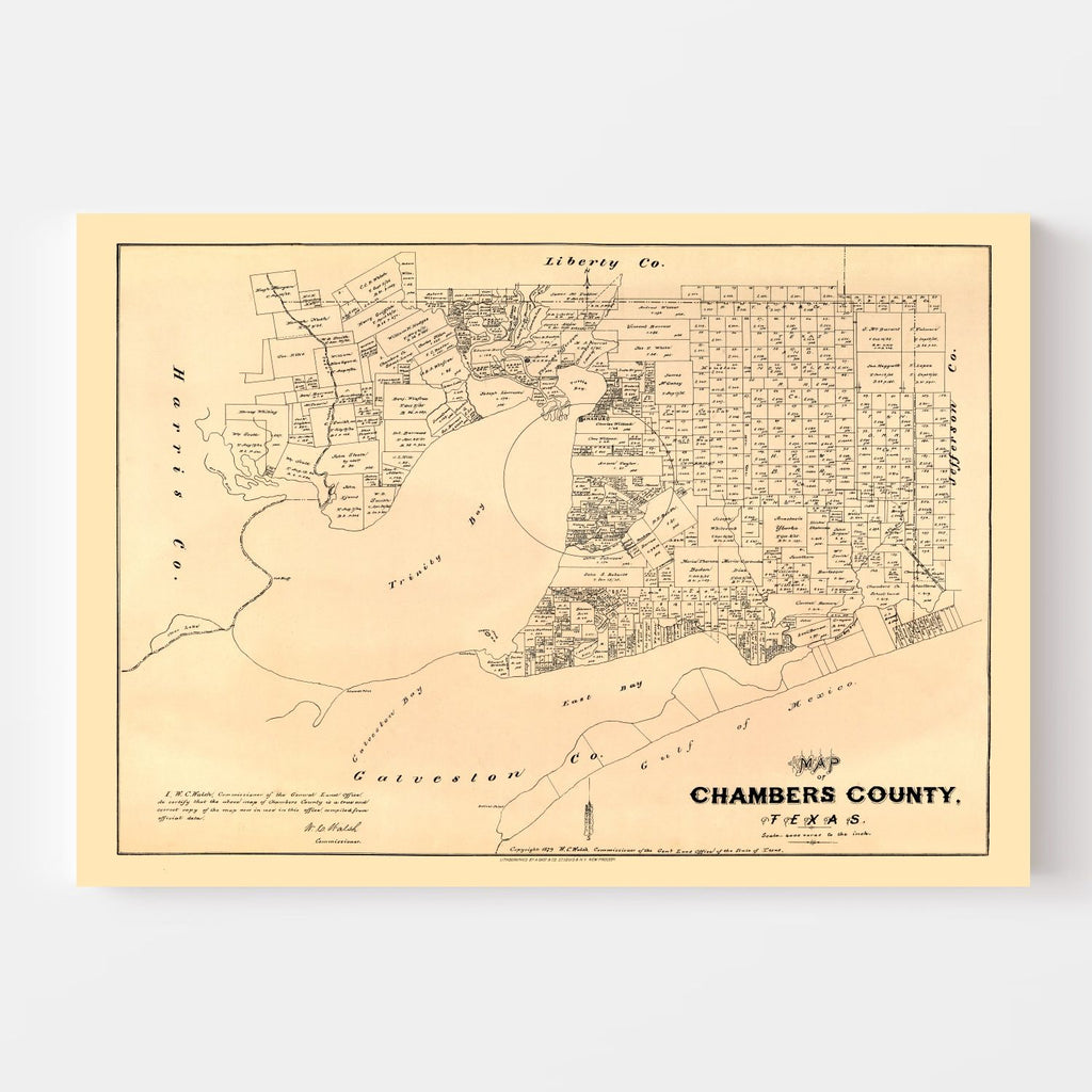 Vintage Map of Chambers County, Texas 1879