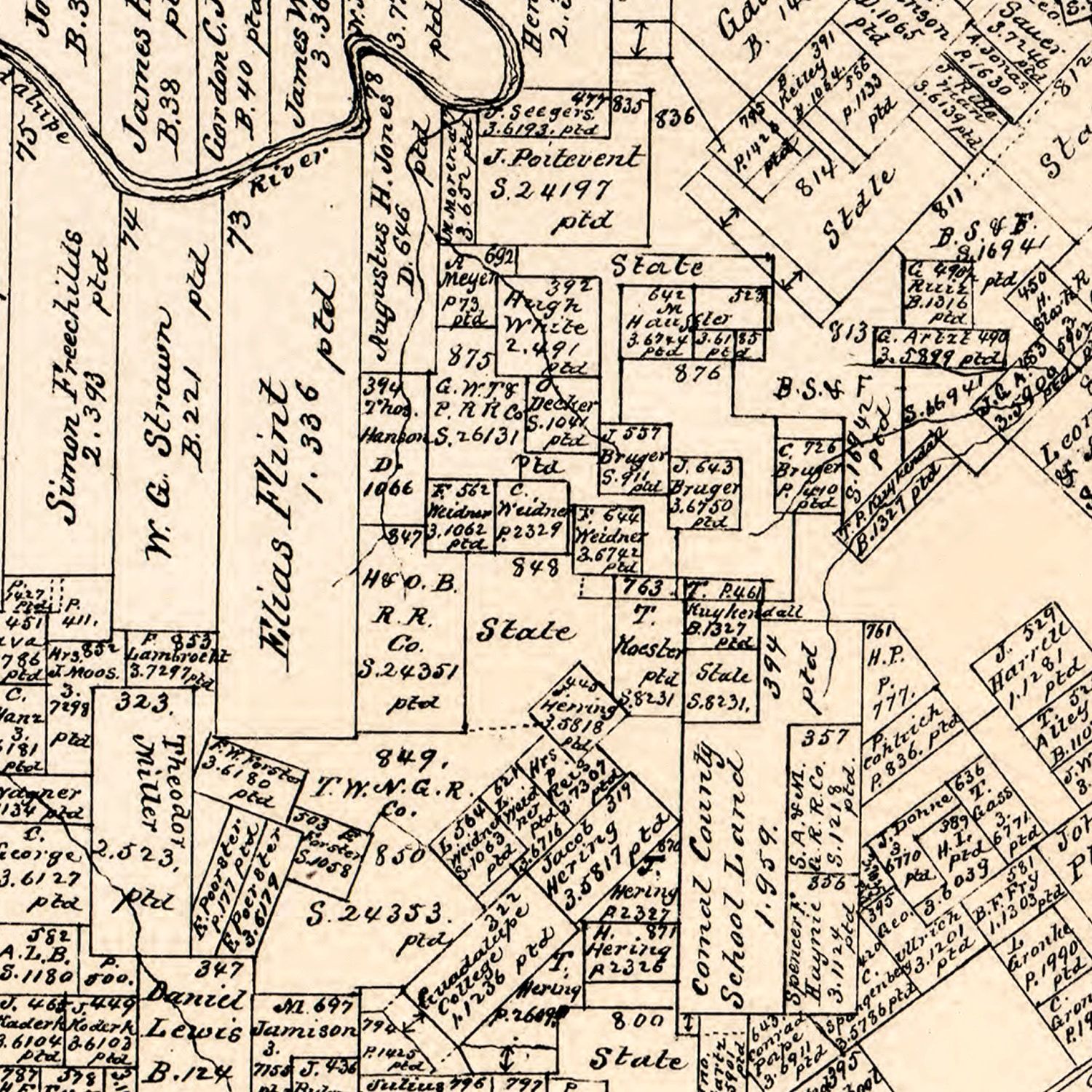 Vintage Map of Comal County, Texas 1879