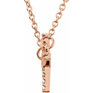 14K Rose Gold 1/10 CTW Natural Diamond Sideways Cross 16-18" Necklace