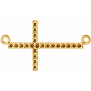 14K Yellow Gold Accented Sideways Cross Necklace Center