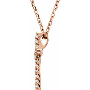14K Rose Gold .06 CTW Lab-Grown Diamond Petite Cross 16" Necklace
