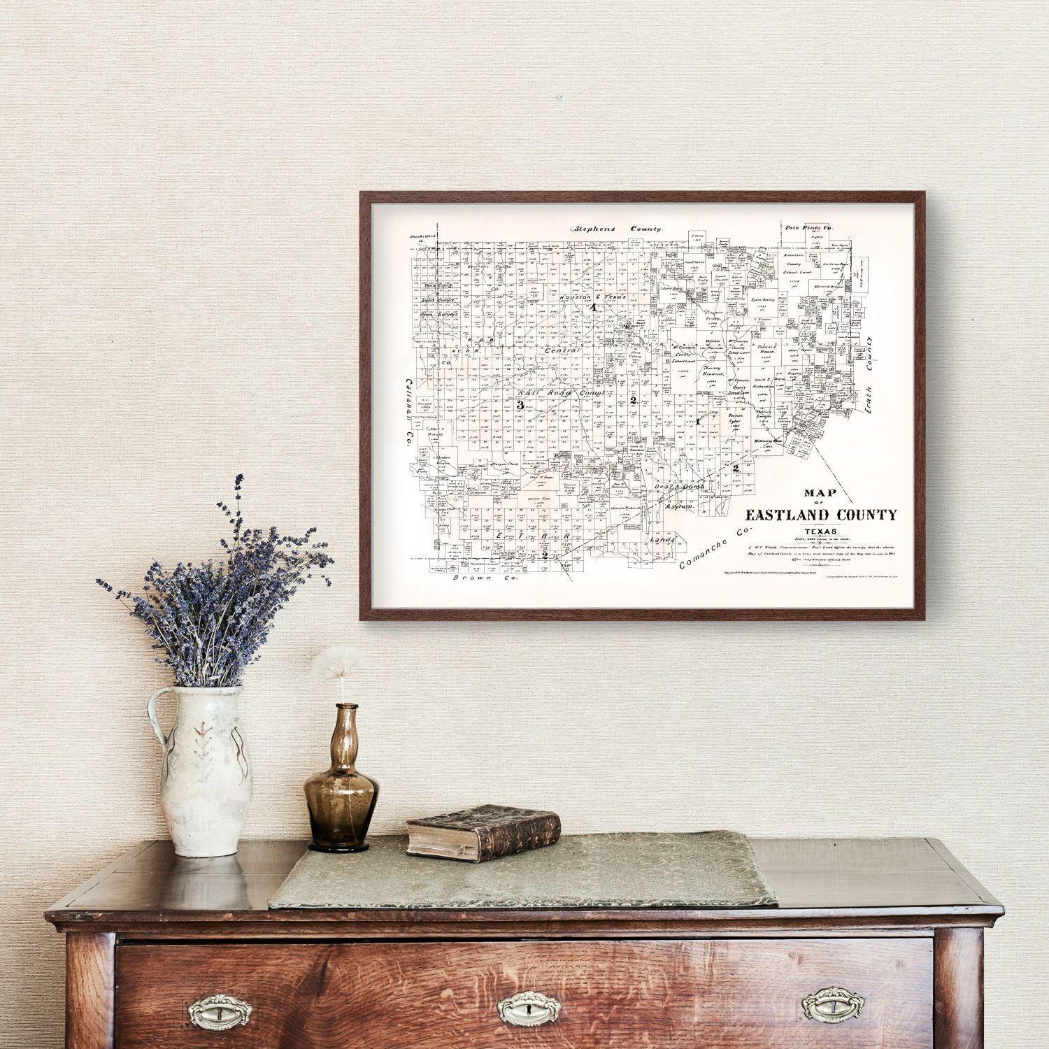Vintage Map of Eastland County, Texas 1879