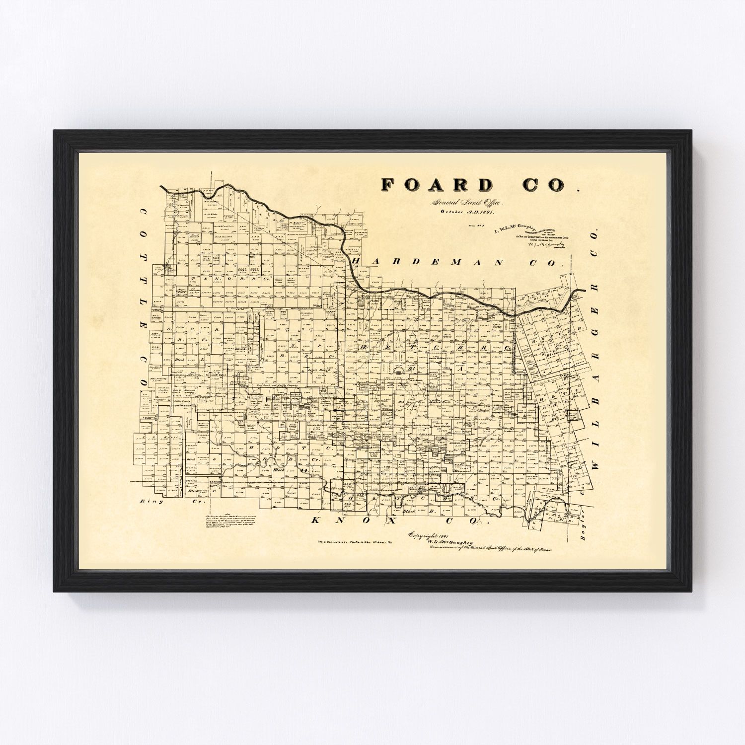 Vintage Map of Foard County, Texas 1891
