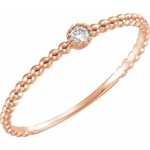 14K Rose Gold .03 CTW Natural Diamond Beaded Bezel-Set Ring