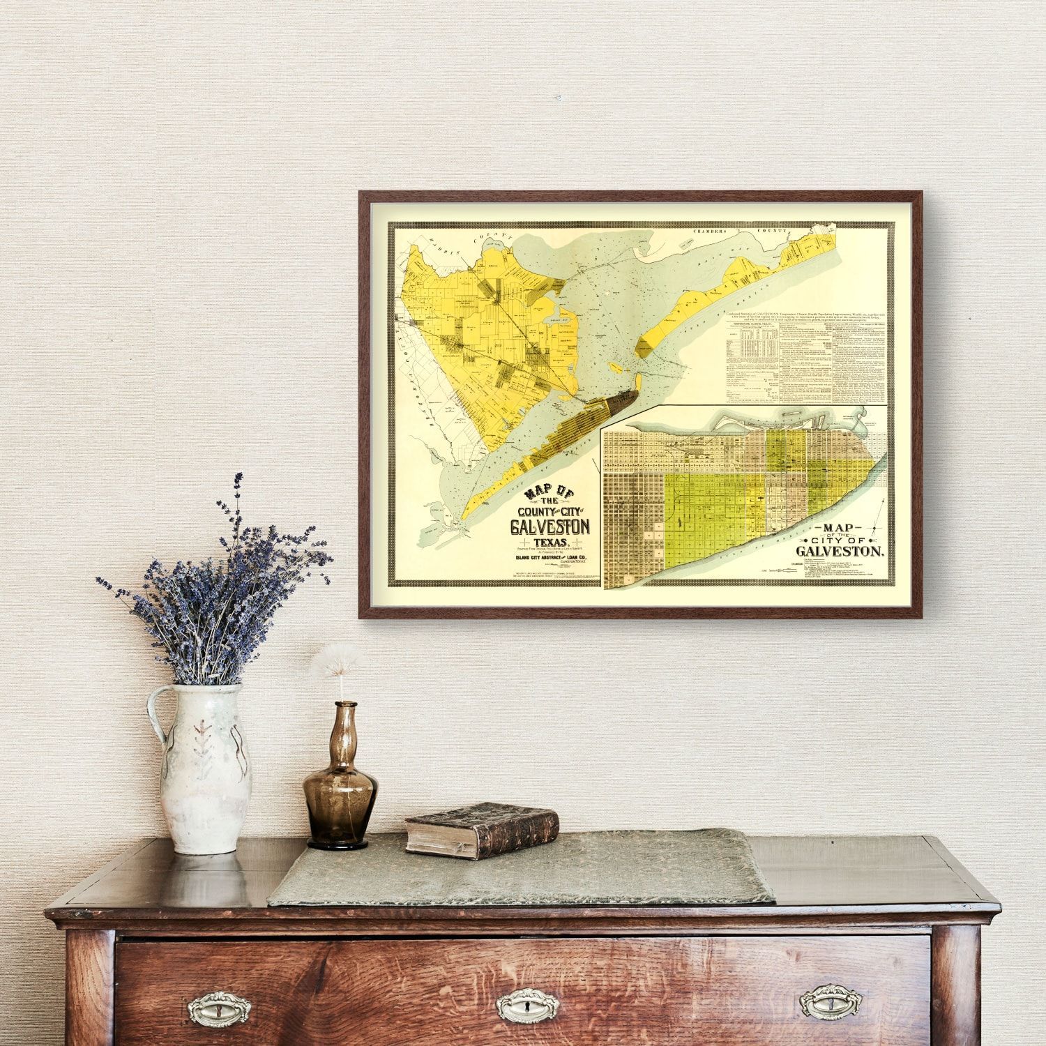 Vintage Map of Galveston County, Texas 1891