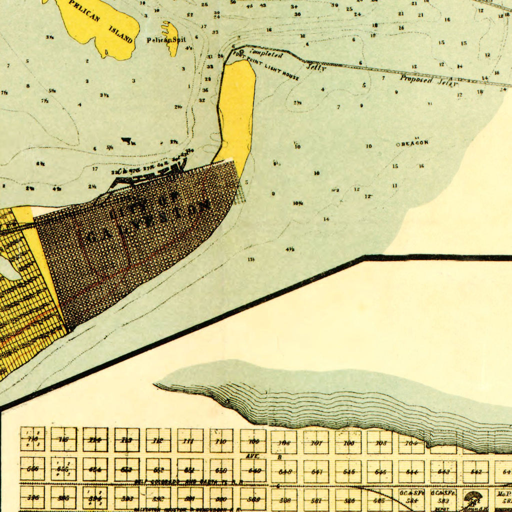 Vintage Map of Galveston County, Texas 1891