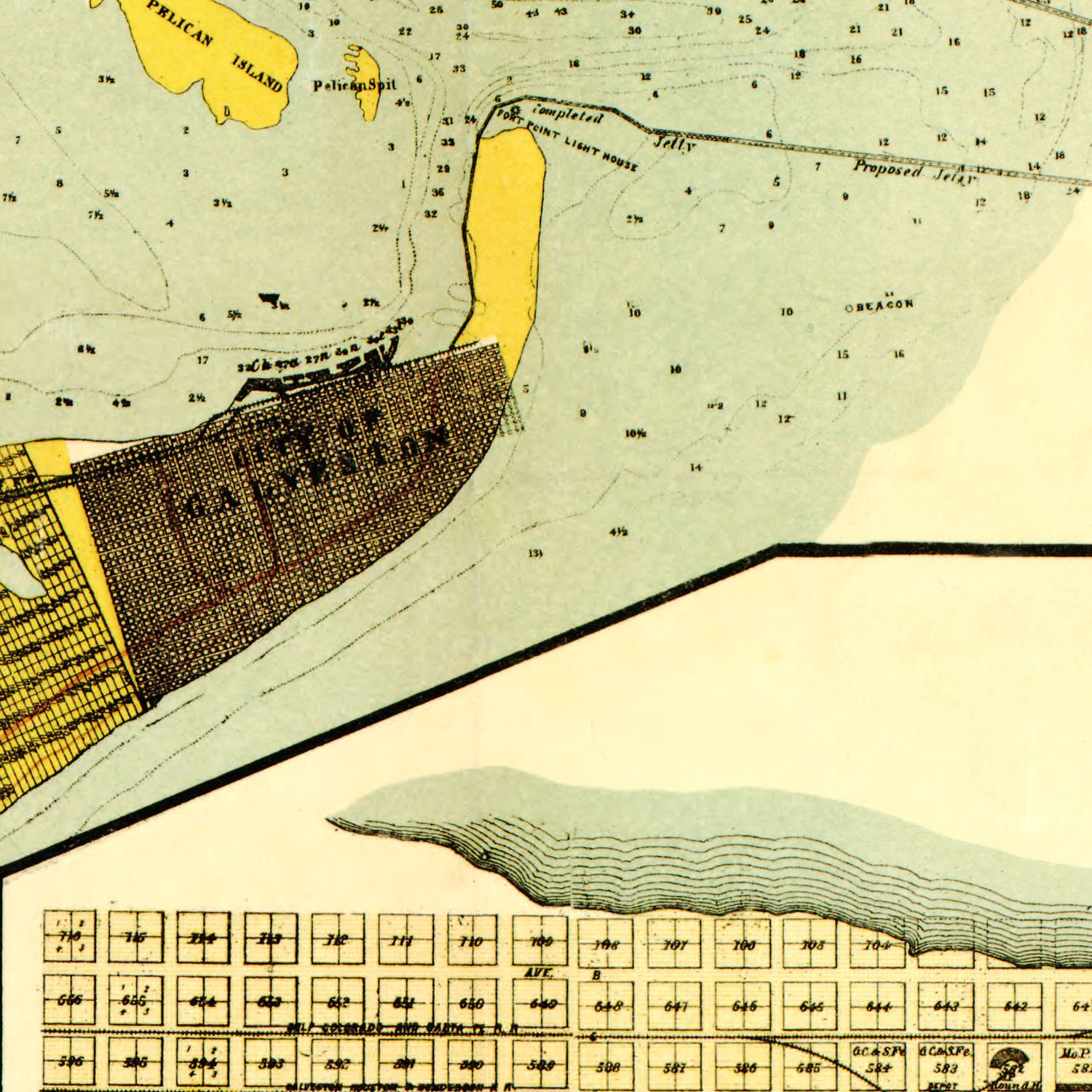 Vintage Map of Galveston County, Texas 1891
