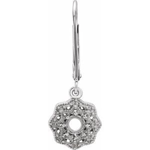 14K White Gold 4 mm Round Halo-Style Earring Mounting