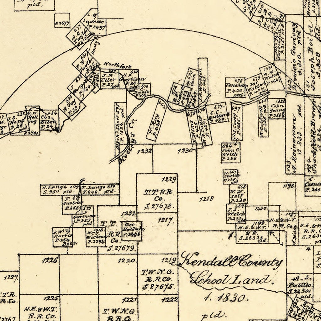 Vintage Map of Kerr County, Texas 1879