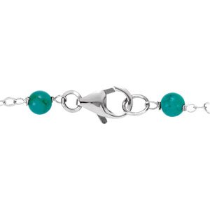 Sterling Silver Cultured White Freshwater Pearl & Natural Turquoise Station 7 1/2" Bracelet – image 2