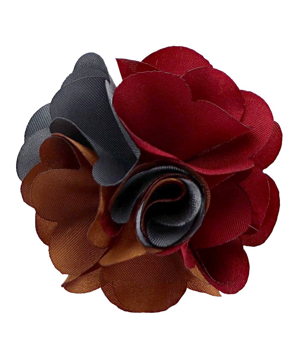 Vittorio Vico Unisex Two Tone Satin Flower Lapel Pin