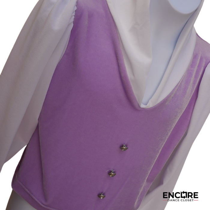 Lilac Velvet Boxy Shirt with Puffy Sleeves