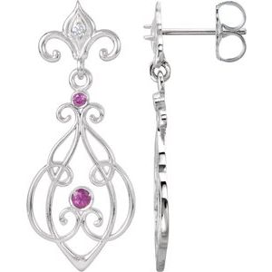 14K Yellow Gold Accented Fleur-de-lis Earring Mounting – image 3