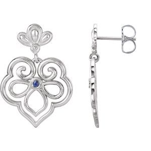 14K White Gold Accented Fleur-de-lis Earring Mounting – image 3