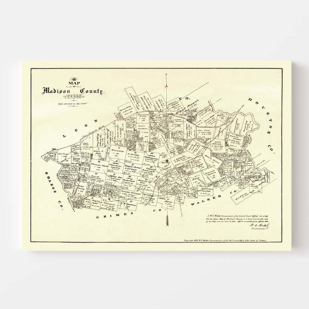 Vintage Map of Madison County, Texas 1879