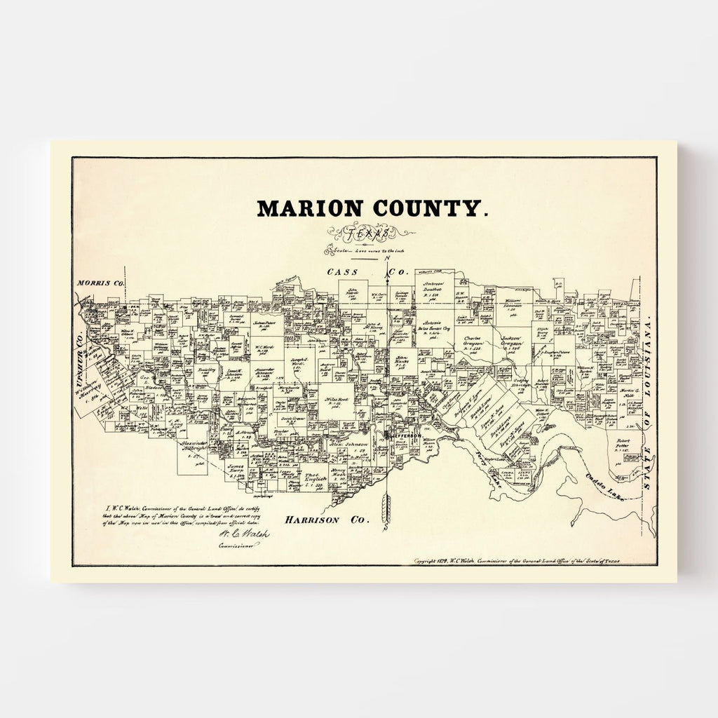 Vintage Map of Marion County, Texas 1879