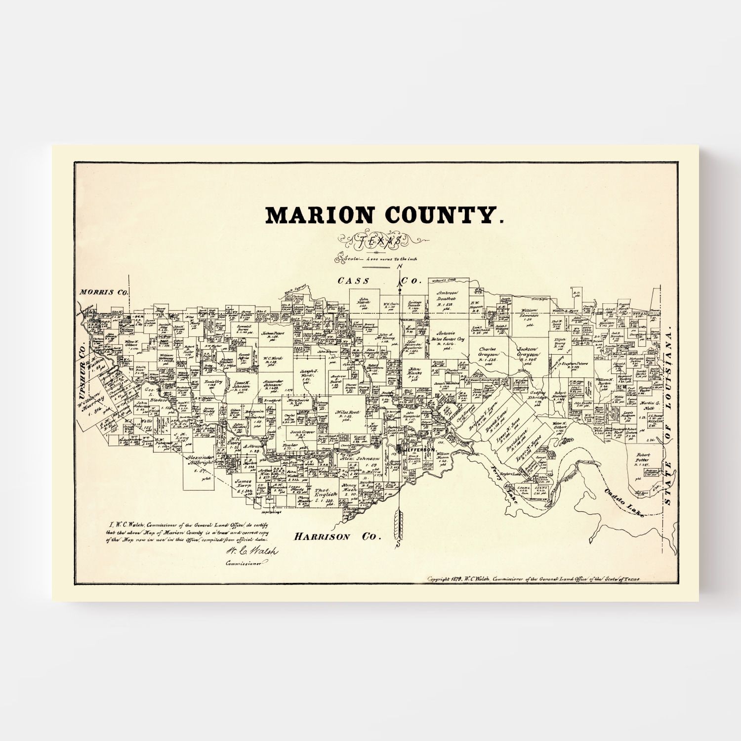Vintage Map of Marion County, Texas 1879