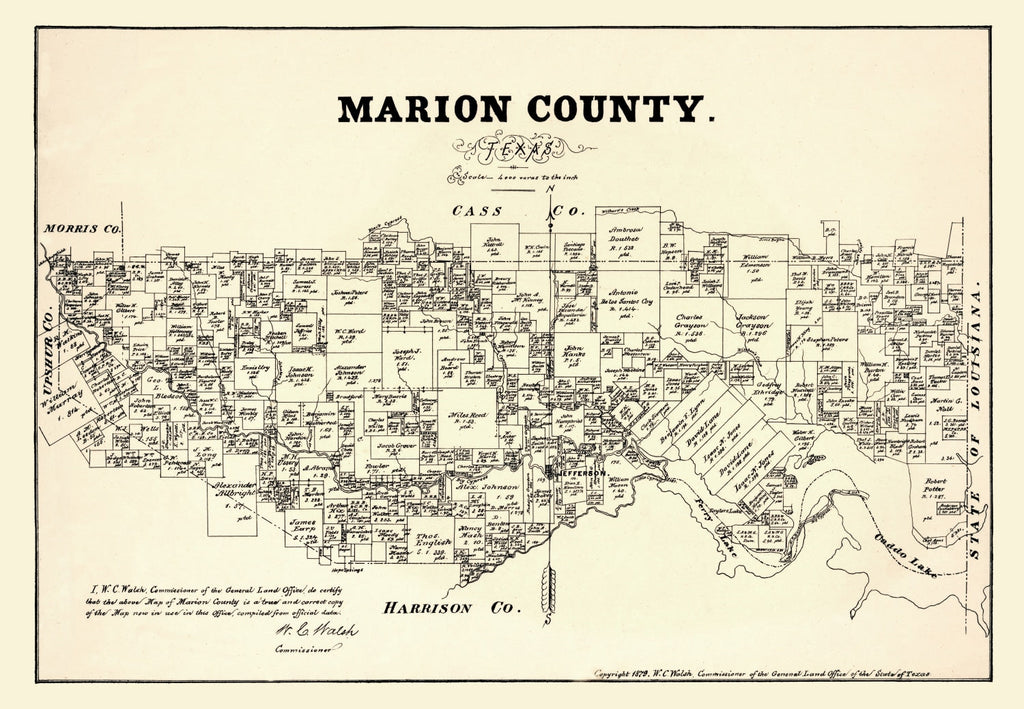 Vintage Map of Marion County, Texas 1879