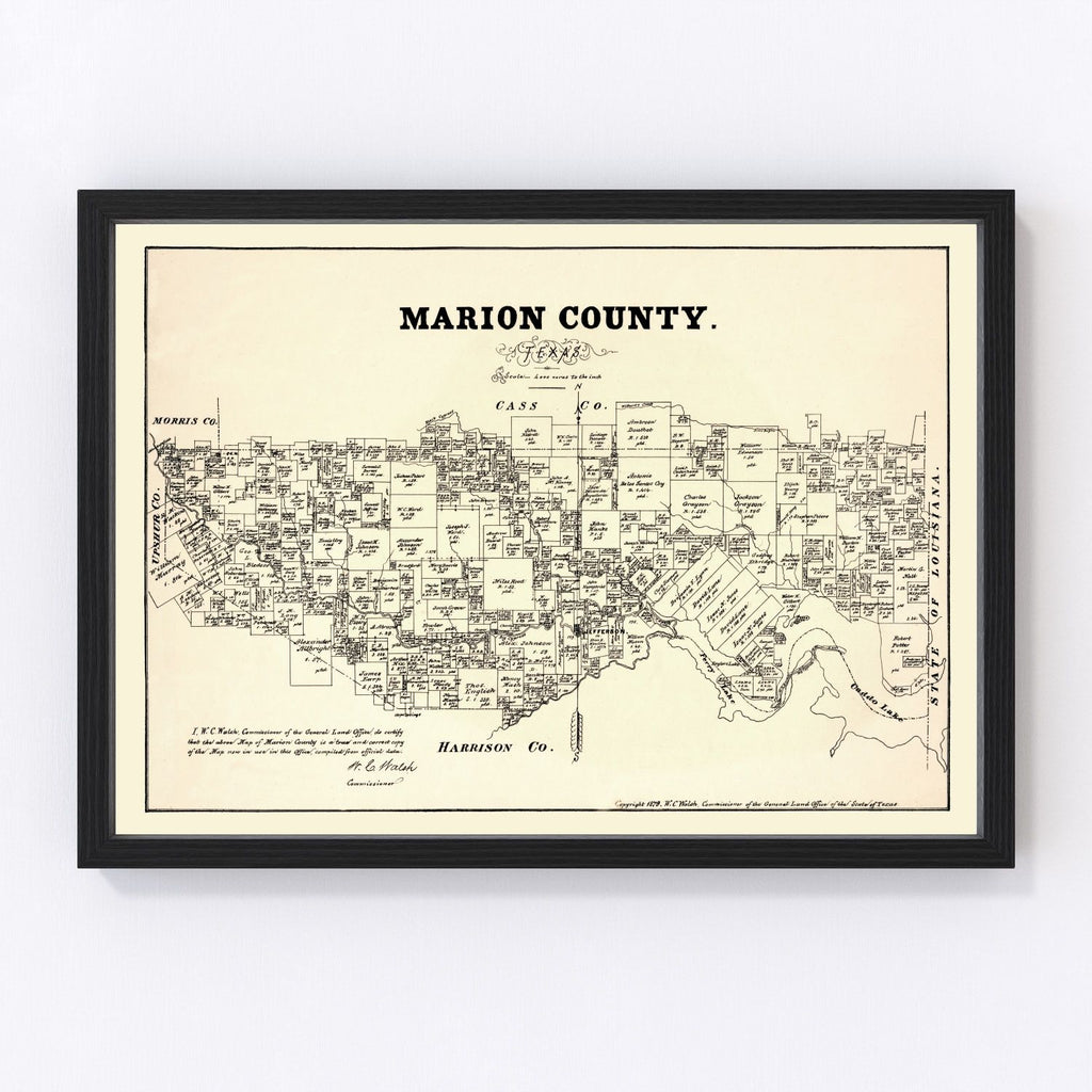 Vintage Map of Marion County, Texas 1879